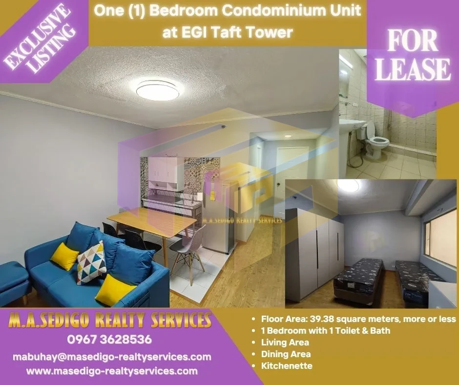 FULLY-FURNISHED ONE (1) BEDROOM AT EGI TAFT TOWER FOR LEASE image 1