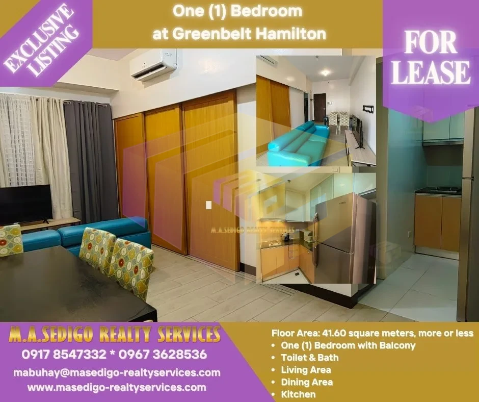 FULLY-FURNISHED ONE (1) BEDROOM AT GREENBELT HAMILTON FOR LEASE/RENT image 1