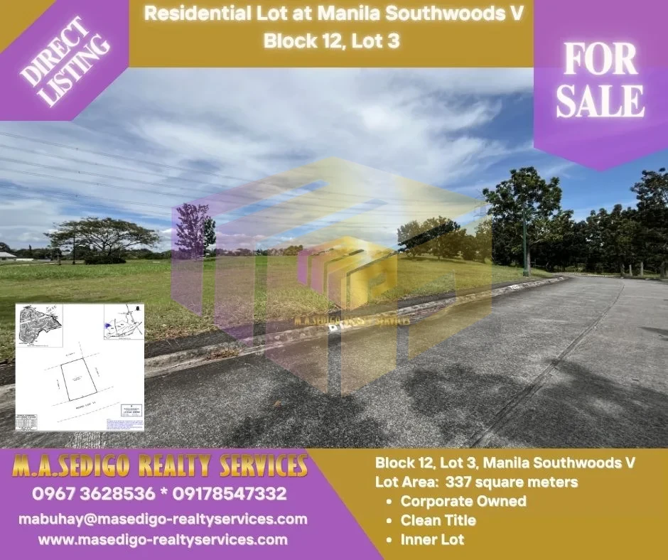 RESIDENTIAL LOT AT MANILA SOUTHWOODS RESIDENTIAL ESTATES 5 (02) FOR SALE image 1